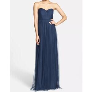 Jenny Yoo Annabelle Convertible Navy Tulle Sweetheart Strapless Dress Size 14